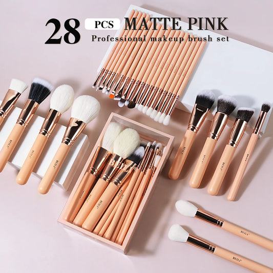 BEILI Pink Makeup Brushes Set Premium Foundation